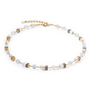 GeoCUBE® Iconic Pearl Mix Necklace Gold-White