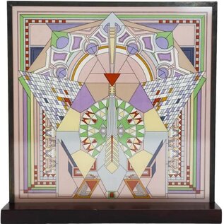 Imperial Hotel Peacock Rug Glass Panel