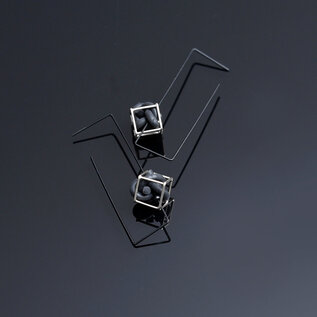 Veer Hoop Earrings (Black Silver)