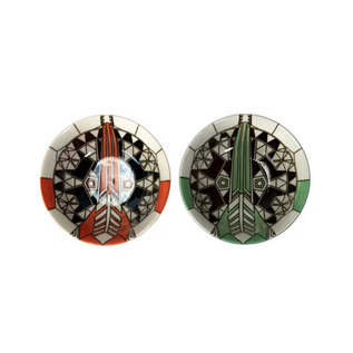Imperial Hotel Peacock Set of 2 Bowls Green/Orange