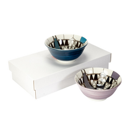 Imperial Hotel Peacock Set of 2 Bowls Blue/Purple