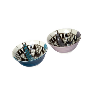 Imperial Hotel Peacock Set of 2 Bowls Blue/Purple