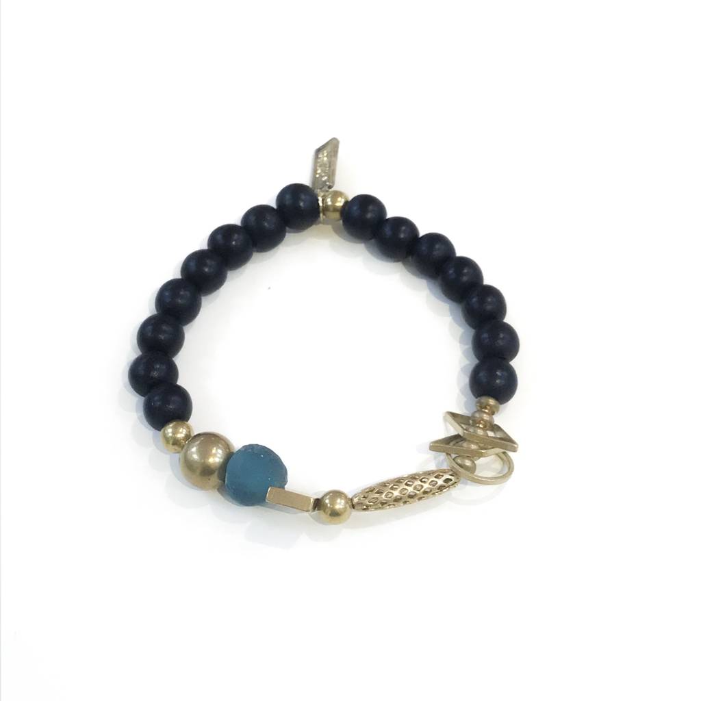 Charm Bracelet With Black Wood Teal Gl And Br Lauren Rae Ink Alloy Charm Bracelet With Black Wood Teal Gl And Br