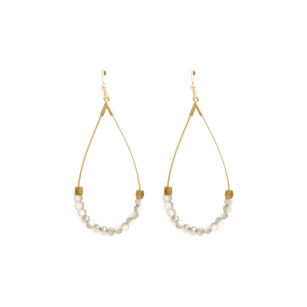Splendid Iris Teardrop Earrings With Vintage White Beads Lauren Splendid Iris Teardrop Earrings With Vintage White Beads