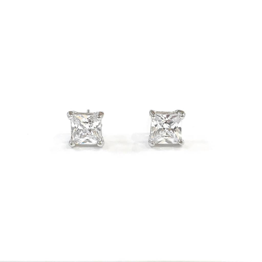 Sterling Silver Square 5mm Cz Stud Earrings Lauren Rae Jewelry Sterling Silver 5mm Square Cz Stud