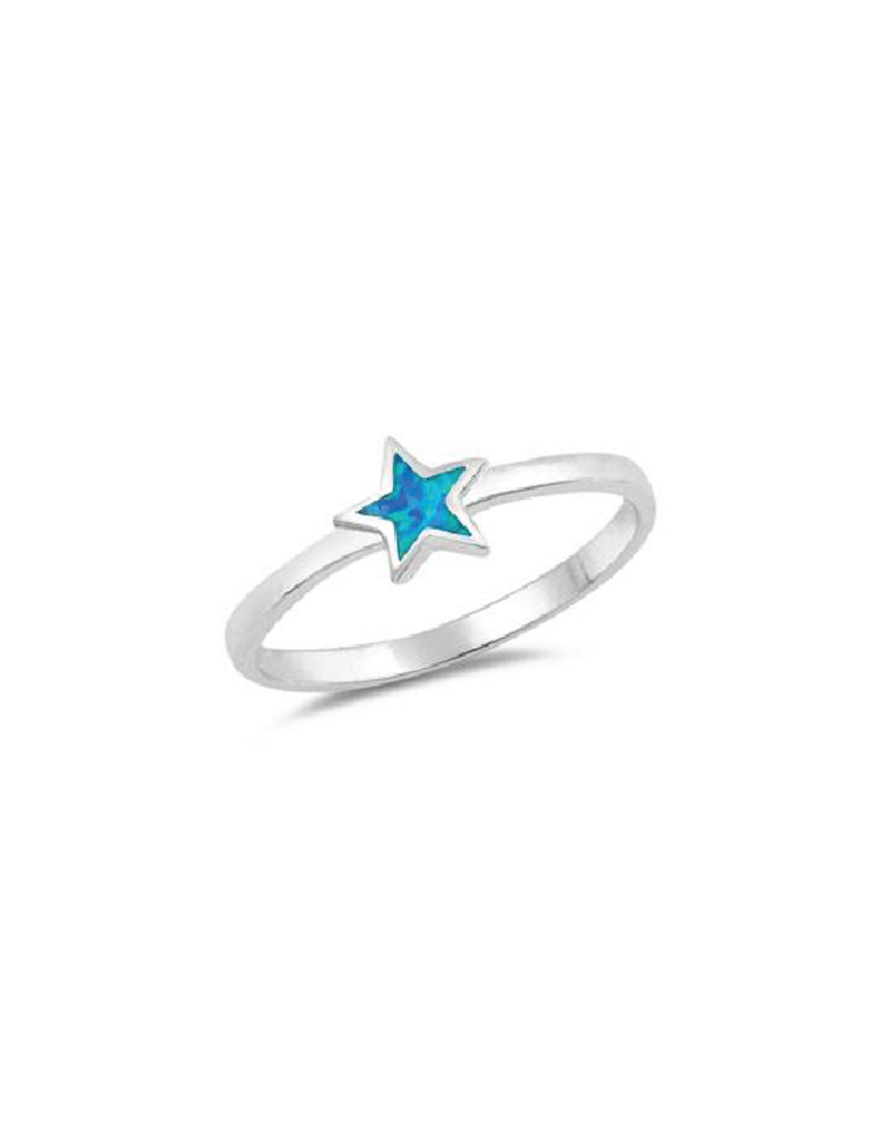 Sterling Silver Star Shaped Blue Opal Ring