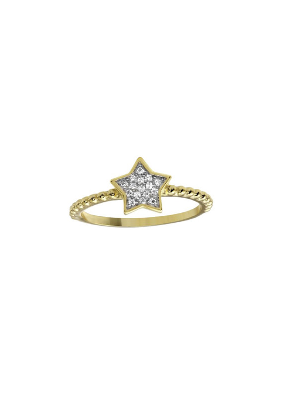 Sterling Silver Gold Plated Star CZ Ring