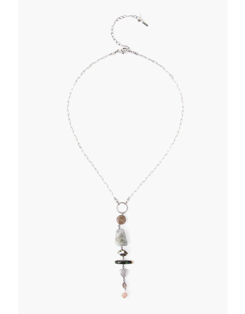 CHAN LUU Silver Abalone Graduated Semi-Precious Stone Necklace
