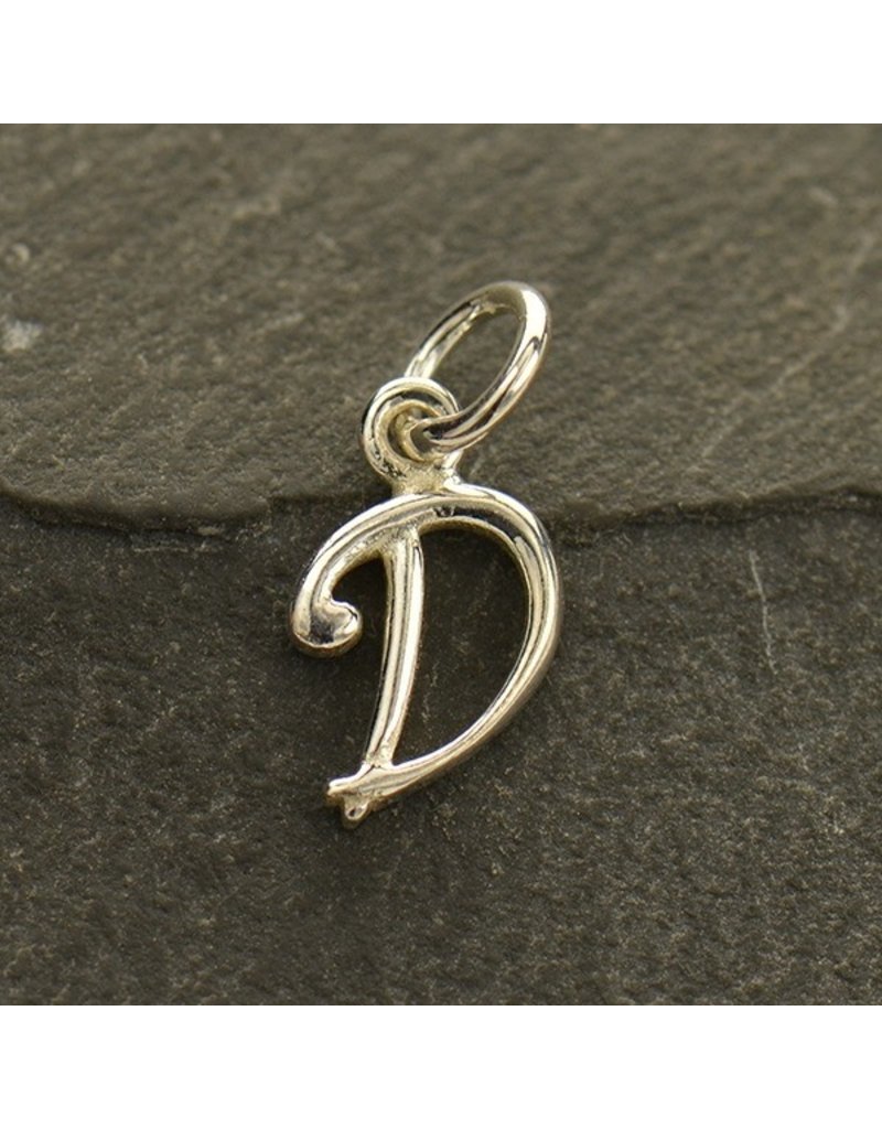 Sterling Silver Initial D Script Charm