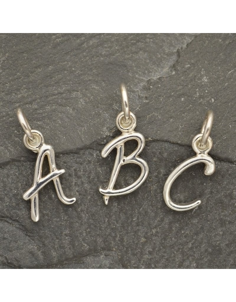 Sterling Silver Initial P Script Charm