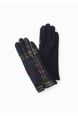 Look By M Navy Tweed Plaid Gloves