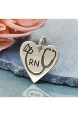 Sterling Silver RN Heart Stethoscope Charm
