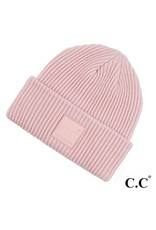 Pink and Green Ribbed Beanie