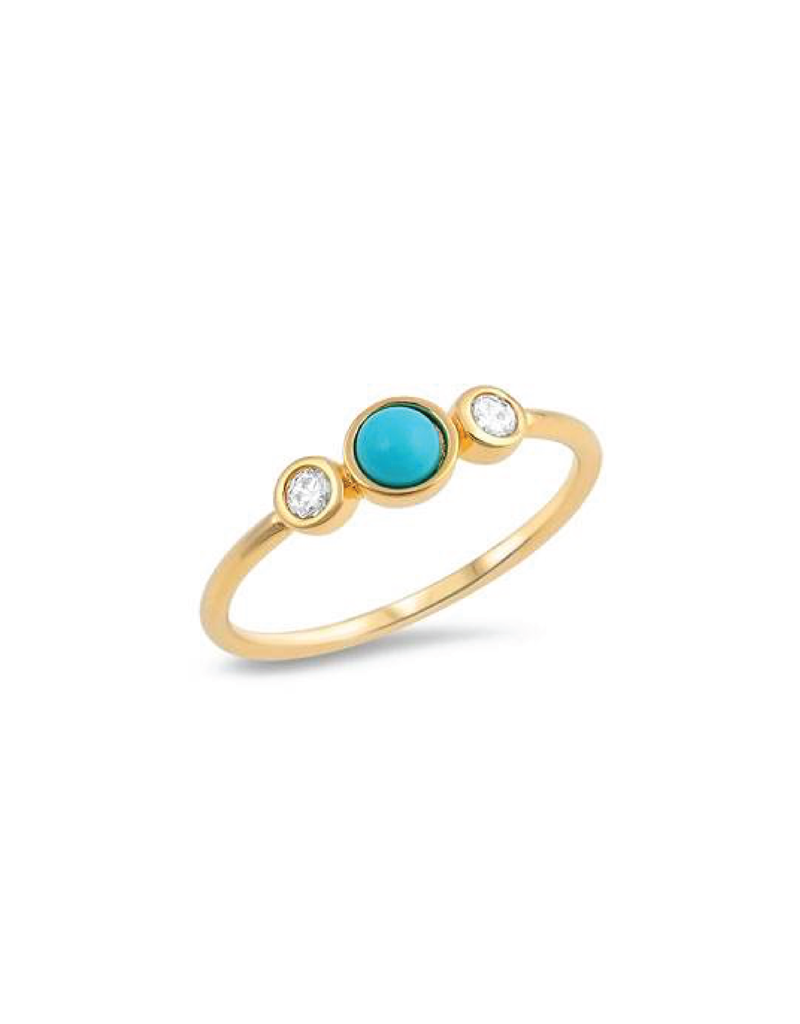 Gold Plated Sterling Turquoise CZ Ring
