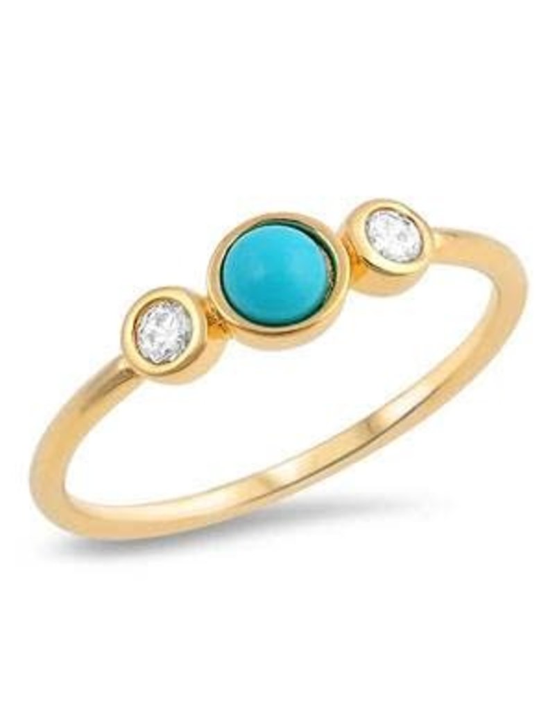 Gold Plated Sterling Turquoise CZ Ring