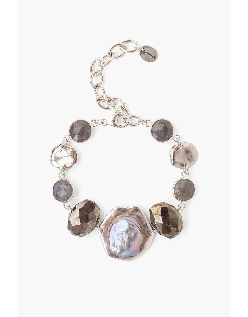 Chan Luu Sterling Pyrite And Pearl Bracelet Lauren Rae Jewelry Chan Luu Sterling Pyrite And Pearl
