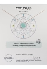 SoulKu Amazonite Gemstone Sacred Geometry Courage Necklace
