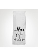 Twisted Wares Sip Happens, Wine A Lot Kitchen Towel