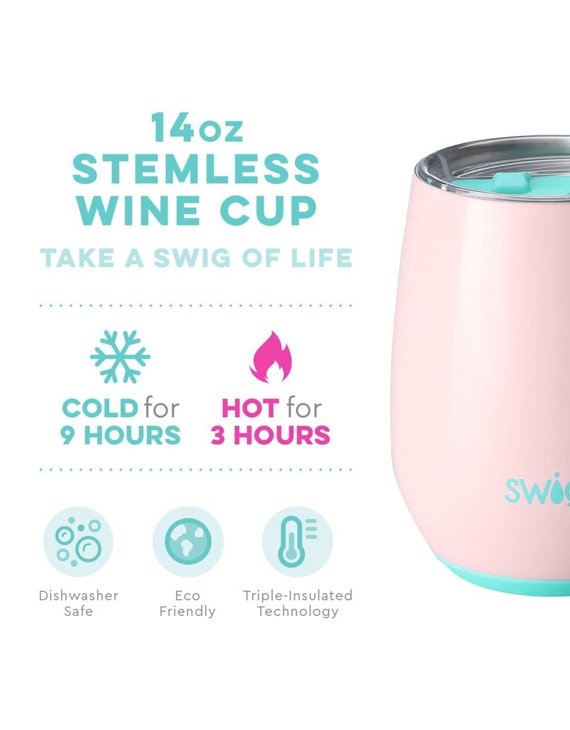 Swig Life Blush Stemless Wine Cup 14oz