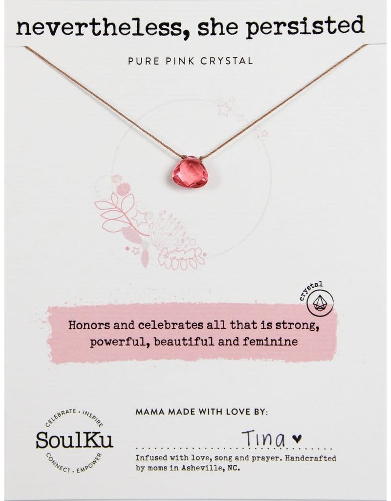 SoulKu Pure Pink Crystal Soul Shine She Persisted Necklace