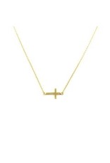 Modern Opus 14K Gold Plated Sideways Cross Necklace