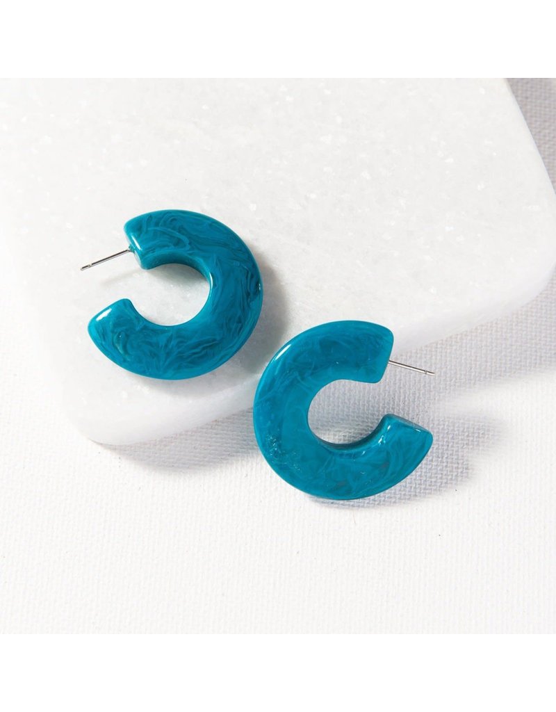 Ink + Alloy Turquoise Marbled Small Acetate Hoop
