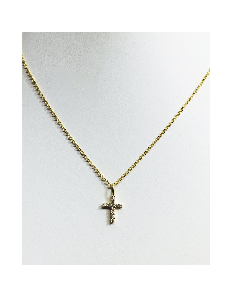 Modern Opus Sterling Gold Plated Baby CZ Cross Necklace