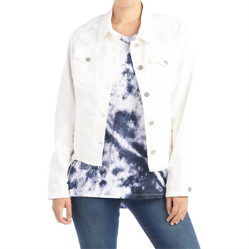 distressed white denim jacket