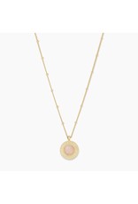 gorjana Power Rose Quartz Gemstone Coin Love Necklace