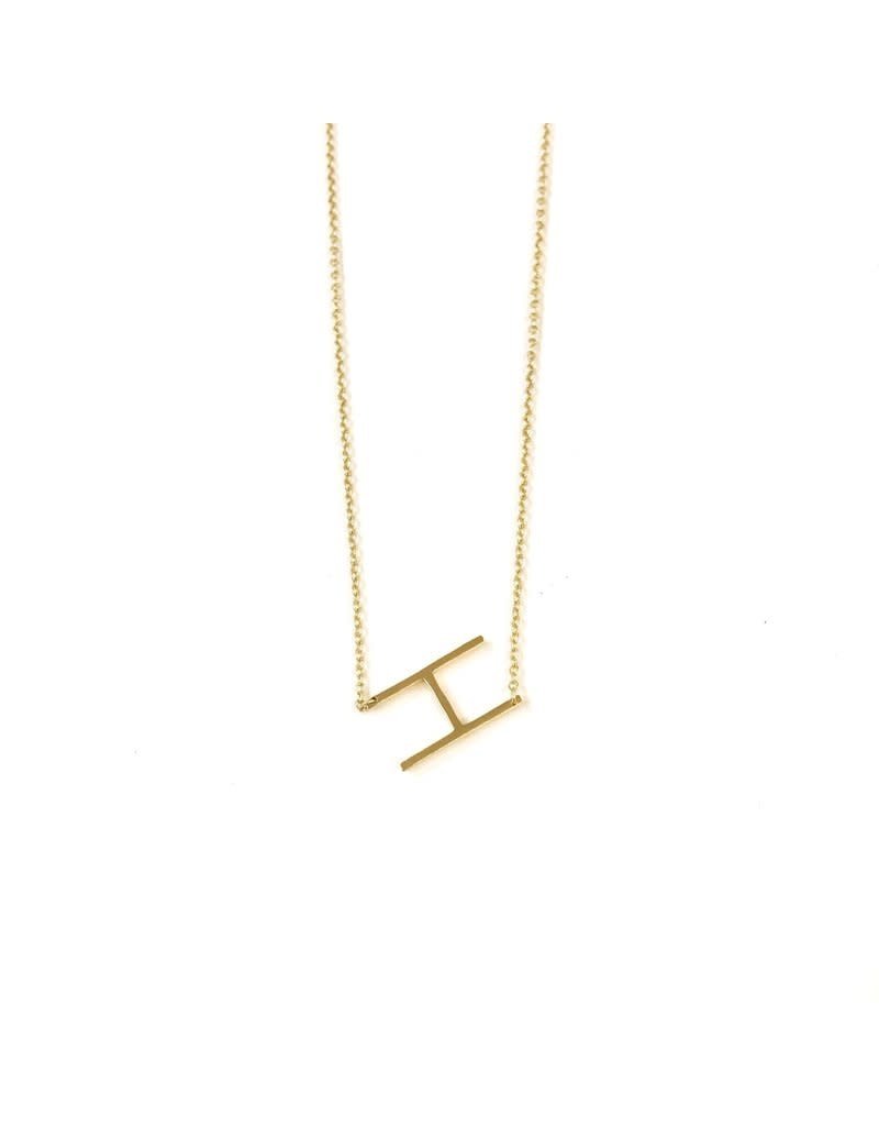Modern Opus 14K Gold Plated Initial Necklace H