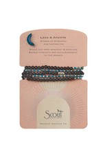 Scout Stone Duo Wrap Bracelet/Necklace/Pin - Lava & Apatite/Silver