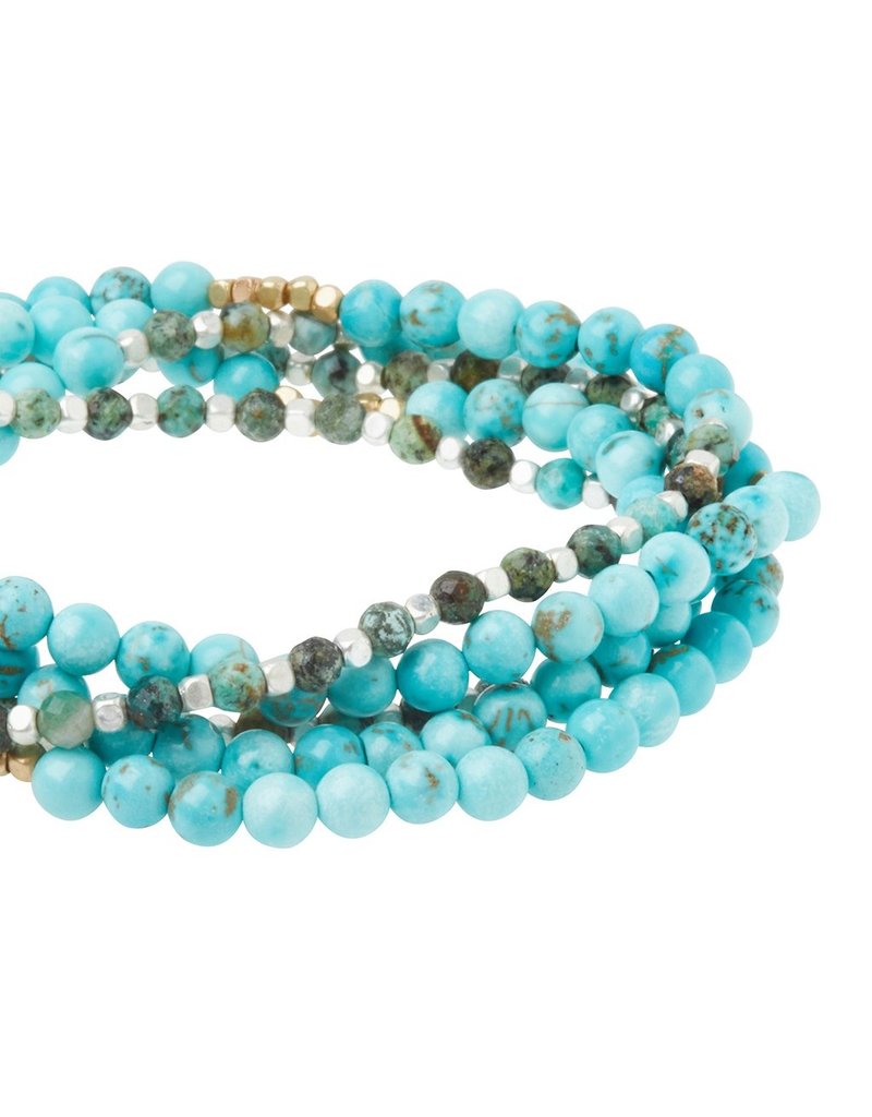 Scout Stone Duo Wrap Bracelet/Necklace/Pin - Turquoise & African Turquoise Gold/Silver