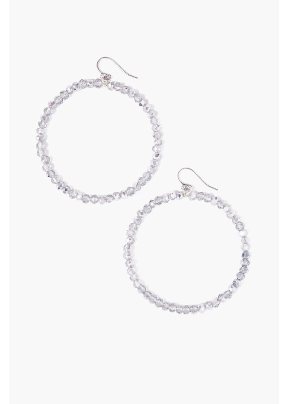 CHAN LUU Silver Crystal Hoop Earrings