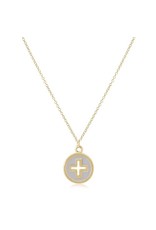 enewton 14k GF Signature Cross Gold Disc Necklace in Off-White