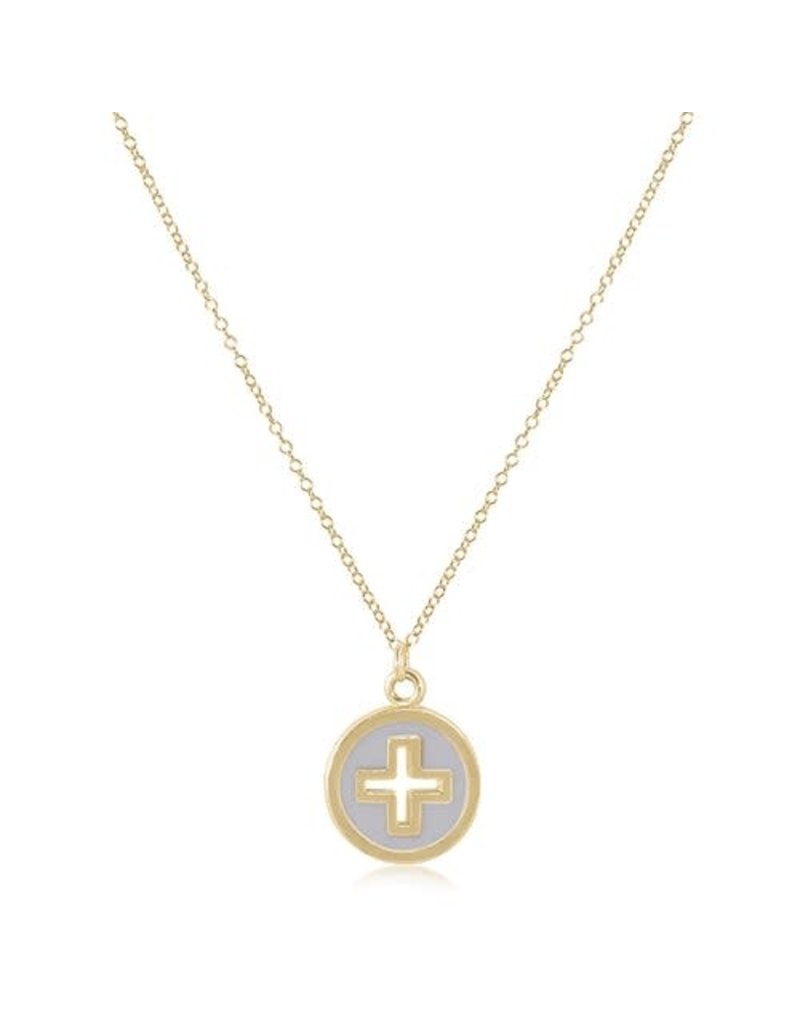 enewton 14k GF Signature Cross Gold Disc Necklace in Off-White