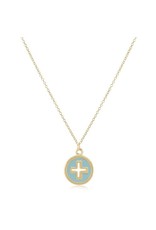 enewton 14k GF Signature Cross Gold Disc Necklace in Turquoise