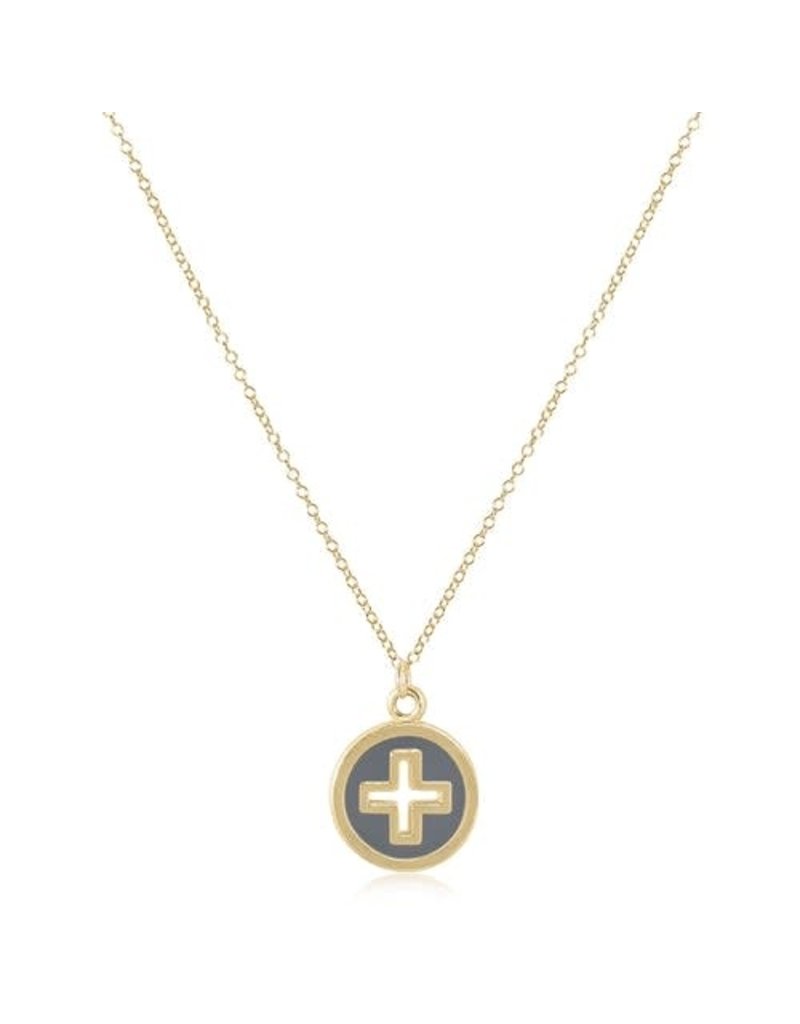 enewton 14k GF Signature Cross Gold Disc Necklace in Grey