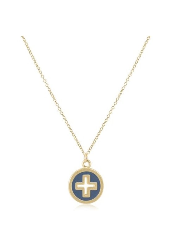 enewton 14K GF Signature Cross Gold Disc Necklace in Navy