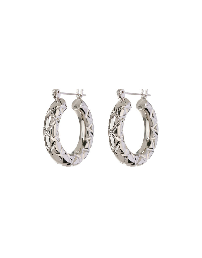 LUV AJ Quilted Baby Amalfi Hoops - Silver