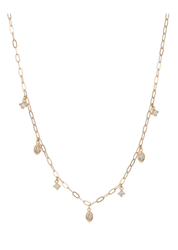 LUV AJ Bezel Charm Shaker Necklace - Gold