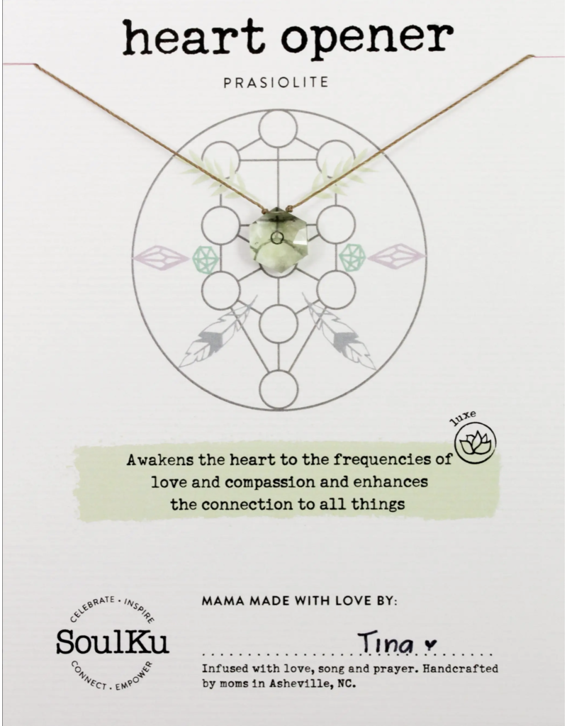 SoulKu Prasiolite Sacred Geometry Necklace for Heart Opener