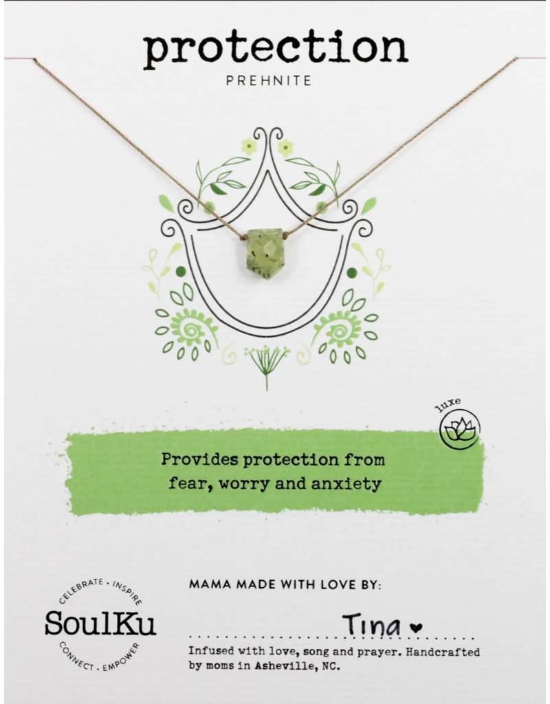 SoulKu Prehnite Warrior Stone Necklace to Protect