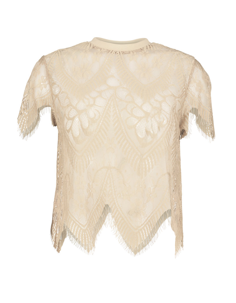 Bishop + Young Ivory Sheer Lace Tee