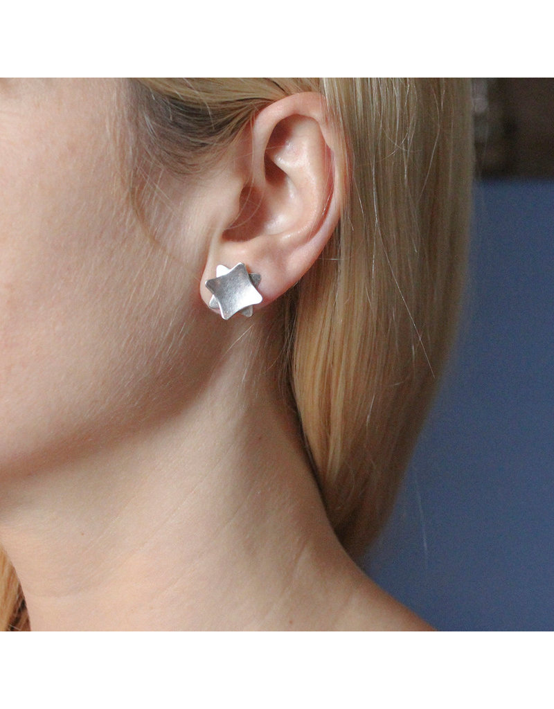 Overlapping Tapered Squares Post Earring