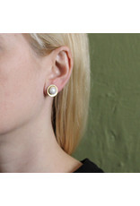 Marjorie Baer Dished Disc with Pearl Cabochon Post Earring