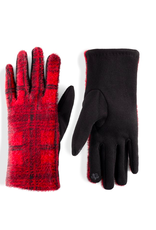 COCO + CARMEN Fuzzy Plaid Touchscreen Gloves - Red