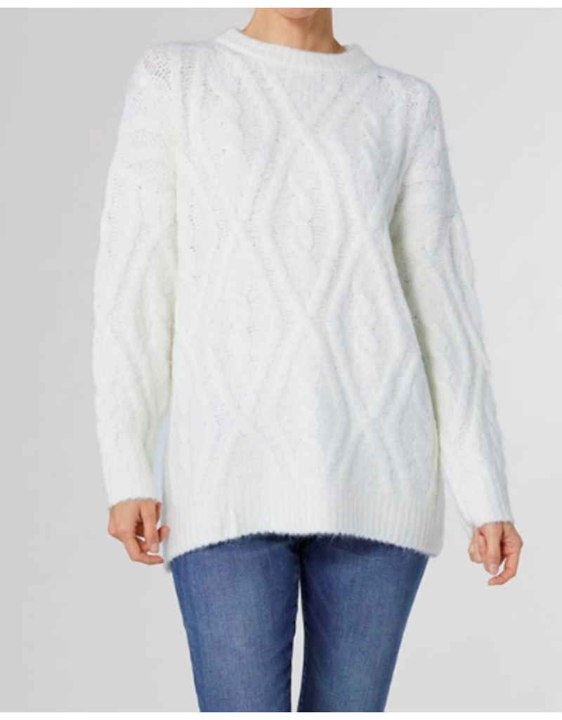 COCO + CARMEN Chunky Cable Sweater Tunic in Cream