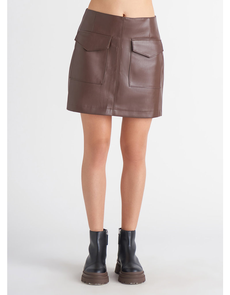 Dex Rustic Brown Faux Leather Skirt