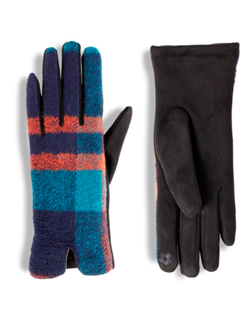 COCO + CARMEN Plaid Touchscreen Gloves Teal/Rust