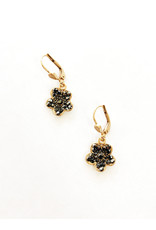 La Vie Parisienne French Black Diamond Flower Earrings